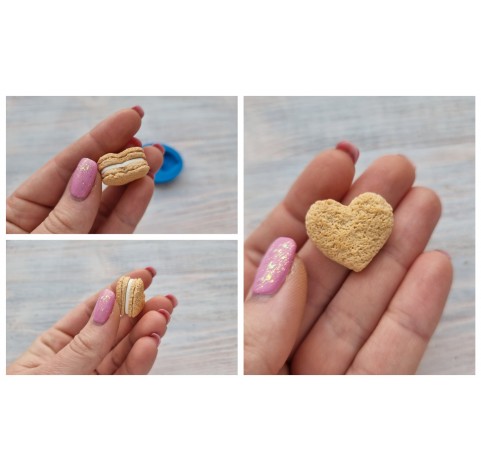 Silicone mold, Cookie 17, airy, heart, 2 pcs. + cutter, ~ 1.5*2.5 cm