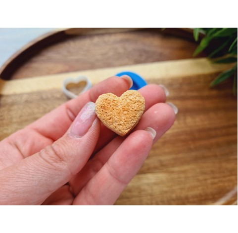 Silicone mold, Cookie, style 15, shortbread, heart, 2 elements, ~ 2.1*2.3 cm, H:0.6 cm + cutter 1.8*2.1 cm