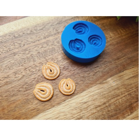 Silicone mold, Сookie set, style 4, shortbread, 3 elements, ~ 1.3-1.6 cm, H:0.2-0.3 cm