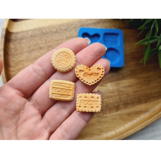 Silicone mold, Biscuit set, style 5, 4 elements, ~ 1.9-2.3 cm, H:0.3-0.5 cm