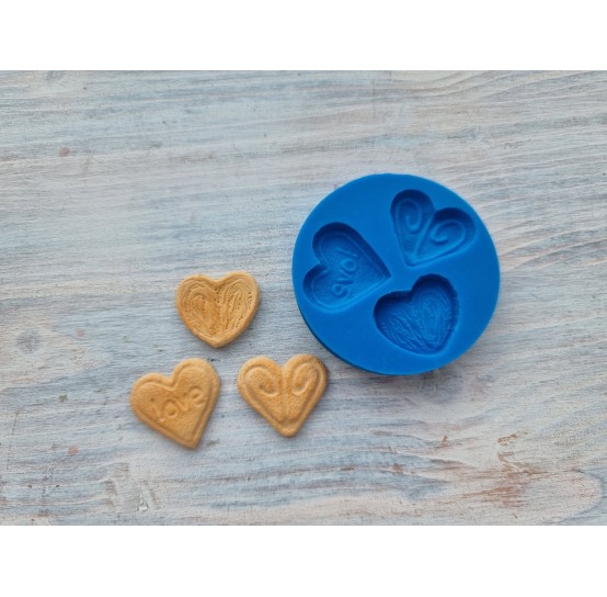 Silicone mold, Set of cookies 4, heart, 3 pcs., ~ 2.2 cm