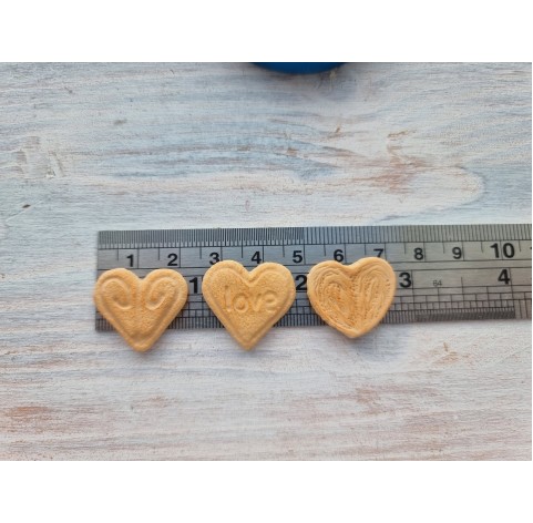Silicone mold, Mini cookie set, style 4, heart, 3 pcs., ~ 2.2 cm