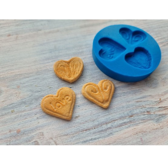 Silicone mold, Set of cookies 4, heart, 3 pcs., ~ 2.2 cm