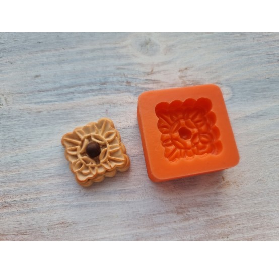 Silicone mold, Cookie 20, square cookie with ornament, ~ 1.2*2.5 cm