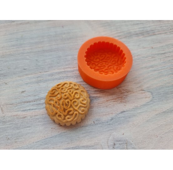 Silicone mold, Cookie 21, round cookie with ornament, ~ Ø 3 cm