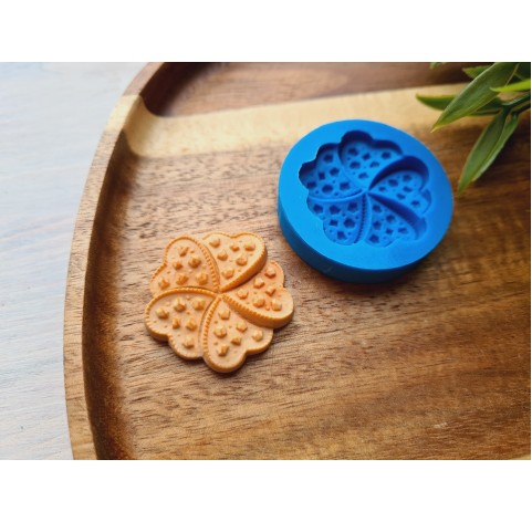 Silicone mold, Biscuit, style 6, flower, ~ Ø 3.2 cm, H:0.6 cm