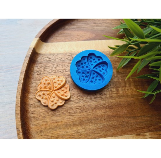 Silicone mold, Biscuit, style 6, flower, ~ Ø 3.2 cm, H:0.6 cm