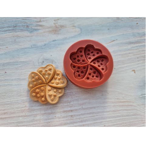 Silicone mold, Biscuit, style 6, flower, ~ Ø 3.2 cm, H:0.6 cm