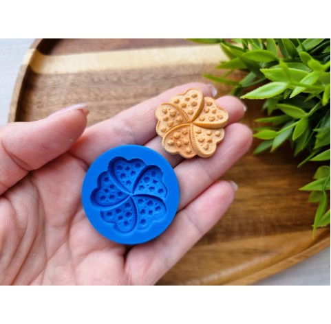 Silicone mold, Biscuit, style 6, flower, ~ Ø 3.2 cm, H:0.6 cm