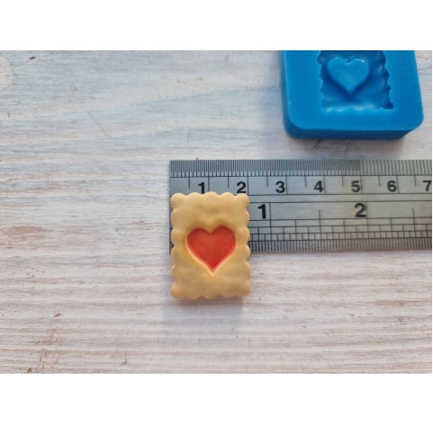 Silicone mold, Cookie 24, heart with jam, ~ 2*2.5 cm
