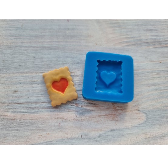 Silicone mold, Cookie 24, heart with jam, ~ 2*2.5 cm