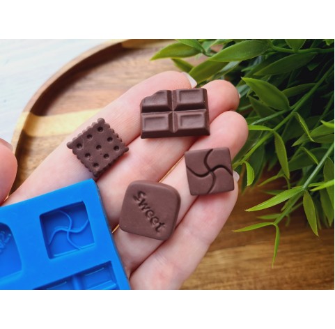 Silicone mold, Chocolate set, style 4, ~ 1.5-2.4 cm, H:0.3-0.6 cm