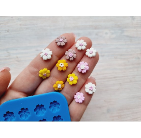 Silicone mold, Flower, style 10, small, 12 pcs., ~ Ø 1.1 cm