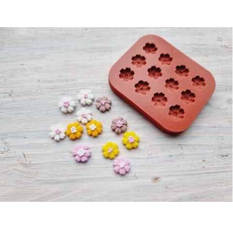 Silicone mold, Flower, style 10, small, 12 pcs., ~ Ø 1.1 cm