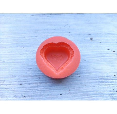 Silicone mold, Chocolate candy 7, heart with biscuit, ~ 3.2 cm