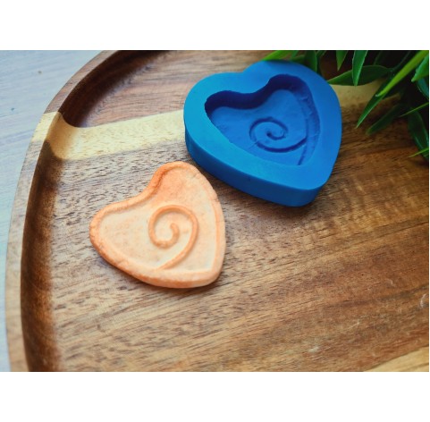 Silicone mold, Full size biscuit, style 42, heart, ~ 3.6*3.8 cm, H:0.8 cm