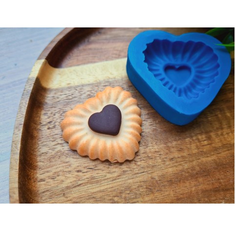 Silicone mold, Full size cookie, style 43, heart, ~ 3.7*4 cm, H:1 cm