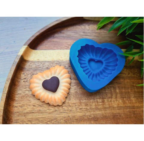 Silicone mold, Full size cookie, style 43, heart, ~ 3.7*4 cm, H:1 cm