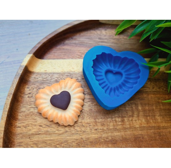 Silicone mold, Full size cookie, style 43, heart, ~ 3.7*4 cm, H:1 cm