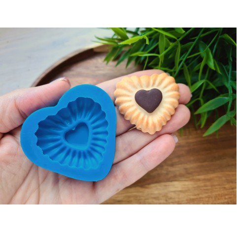 Silicone mold, Full size cookie, style 43, heart, ~ 3.7*4 cm, H:1 cm