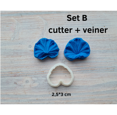Silicone veiner, Geranium leaf, Set A, Set B or Set C, ~ 1.8-5*2-6.5 cm + 4 cutters 1.5-5*1.9-5.8 cm, set or individually