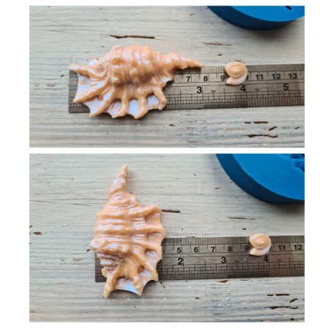 Silicone mold, Seashell, style 6, large, 2 elements, ~ 1.2*1.3 cm, 4*7.5 cm, H:0.6-1.6 cm
