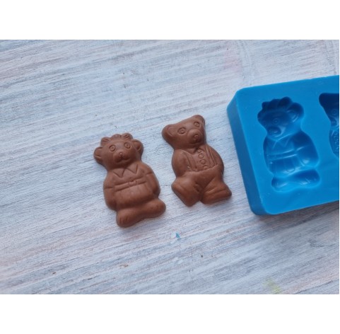 Silicone mold, Chocolate candy 27, bear, 2 pcs., ~ 3*2.3 cm
