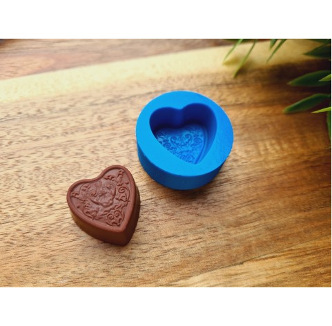 Silicone mold, Chocolate, style 35, heart, ~ 2.4*2.5 cm, H:1.2 cm