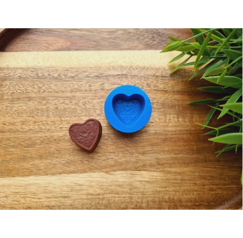 Silicone mold, Chocolate, style 35, heart, ~ 2.4*2.5 cm, H:1.2 cm