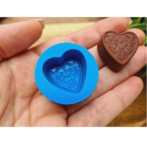 Silicone mold, Chocolate, style 35, heart, ~ 2.4*2.5 cm, H:1.2 cm