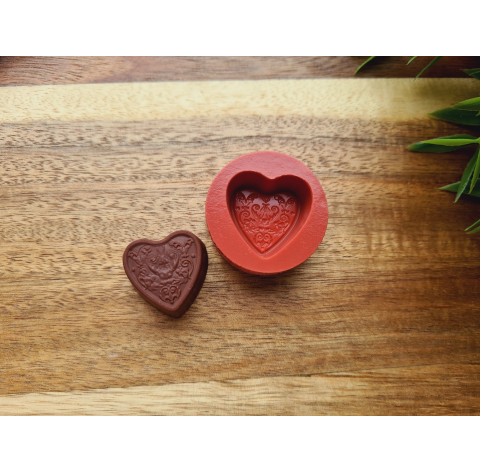 Silicone mold, Chocolate, style 35, heart, ~ 2.4*2.5 cm, H:1.2 cm