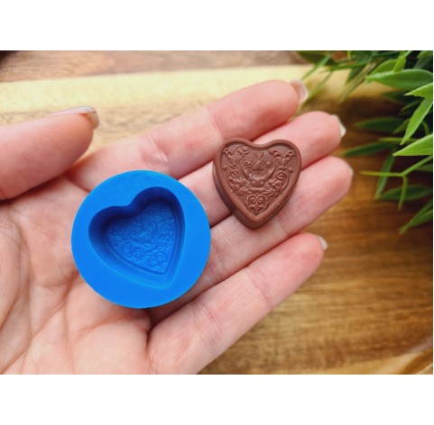 Silicone mold, Chocolate, style 35, heart, ~ 2.4*2.5 cm, H:1.2 cm