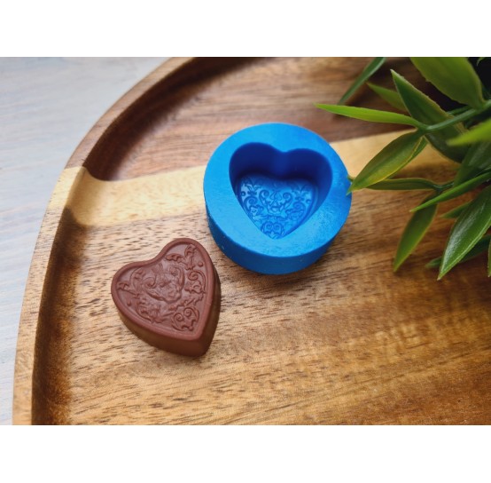 Silicone mold, Chocolate, style 35, heart, ~ 2.4*2.5 cm, H:1.2 cm