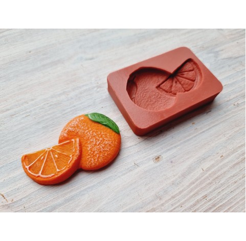 Silicone mold, Orange with orange slice, ~ 3.1*5.2 cm, H:0.7 cm