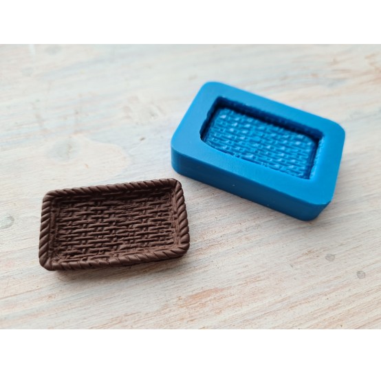 Silicone mold, Wicker basket, style 2, ~ 2.1*3.6 cm, ~ H:0.06 cm