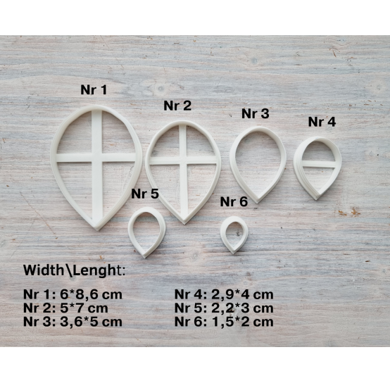 Silicone veiner, Petal texture, style 6, ~ 6*9 cm + 6 cutters 6*8.6 cm, 5*7 cm, 3.6*5 cm, 2.9*4 cm, 2.2*3 cm, 1.5*2 cm, set or individually