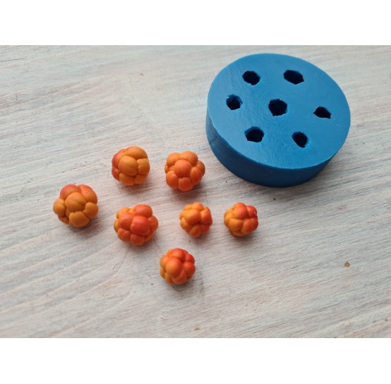 Silicone mold, Cloudberry, natural, 7 elements, ~ Ø 0.5-1.2 cm, H:1-1.1 cm