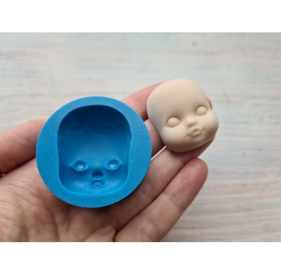 Silicone mold, Doll face, style 7, Nr. 2, ~ 2.8*3.6 cm, H:1.2 cm
