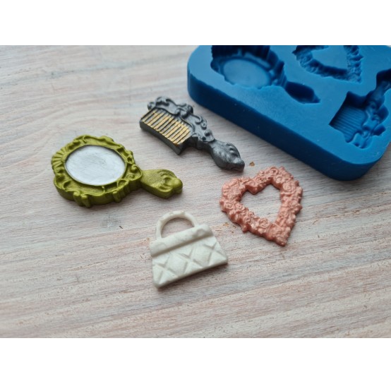 Silicone mold, Girl's things set, 4 pcs., ~ 1.8-2.3*2-4 cm