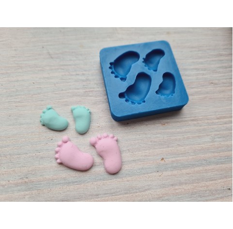 Silicone mold, Feet, 4 elements, ~ 1.3*2 cm, H:0.4 cm, 1.5*1 cm, H:0.3 cm