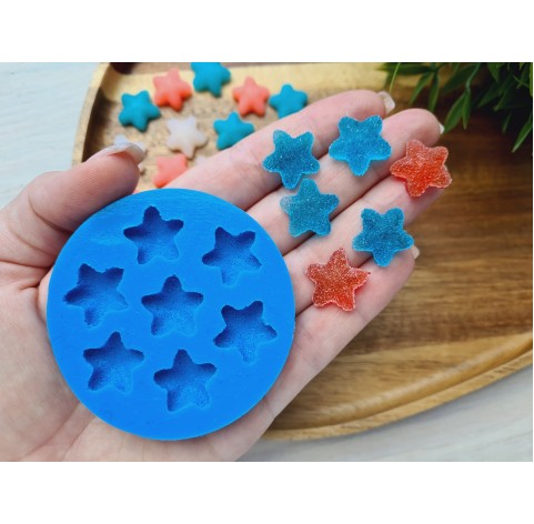 Silicone mold, Sugar candy, style 7, star, 7 elements, ~ Ø 1.7 cm, H:0.6 cm