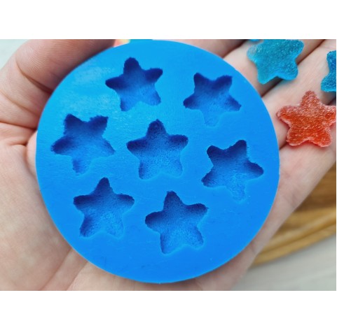 Silicone mold, Sugar candy, style 7, star, 7 elements, ~ Ø 1.7 cm, H:0.6 cm