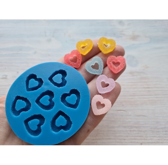 Silicone mold, Sugar hearts, 7 pcs., ~ 1.2 * 2.5 cm