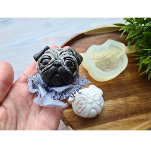 Silicone mold, Dog, Mops, ~ 5.1*6.2 cm, H:2.7 cm