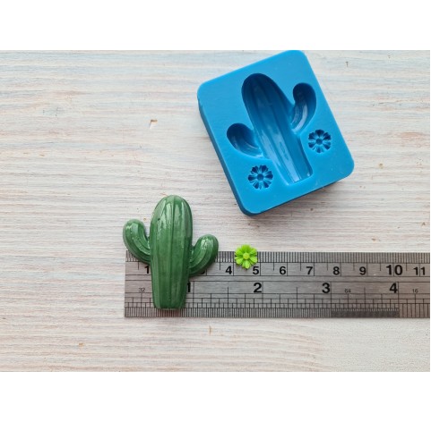 Silicone mold, Cactus and 2 flowers, ~ 3.5-4.3 cm, ~ 1 cm