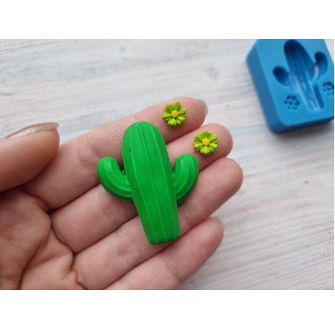 Silicone mold, Cactus and 2 flowers, ~ 3.5-4.3 cm, ~ 1 cm