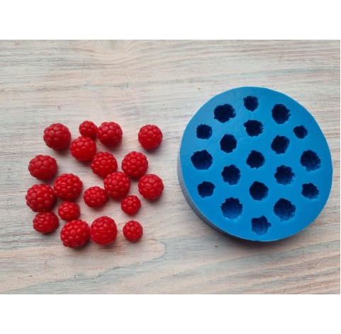 Silicone mold, Handmade raspberry, set 19 elements, ~ Ø 0.9-1.3 cm, H:1-1.3 cm