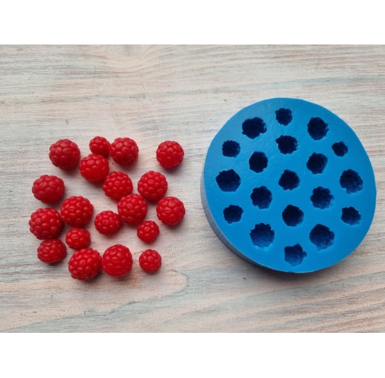 Silicone mold, Handmade raspberry, set 19 pcs., ~ 1.8*H:0.9 cm, ~ 1.1*H:0.8 cm, ~ 1*H:0.9 cm, ~ 1.1*H:0.7 cm