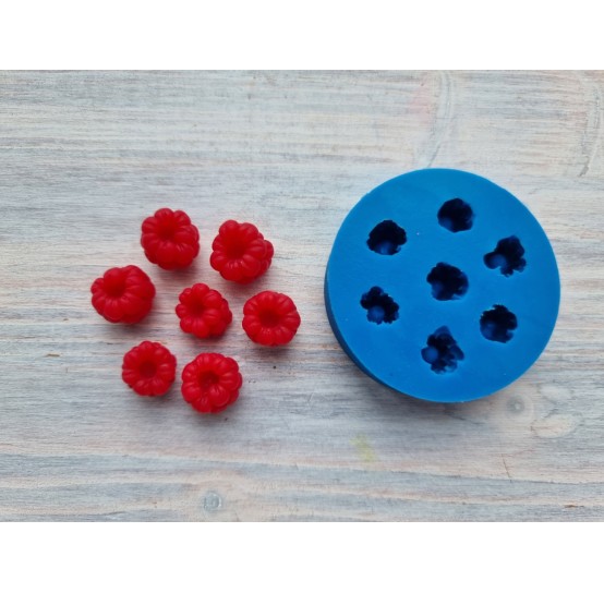 Silicone mold, Realistic raspberry, inverted, 7 pcs., ~ Ø 1.1 - 1.3 cm