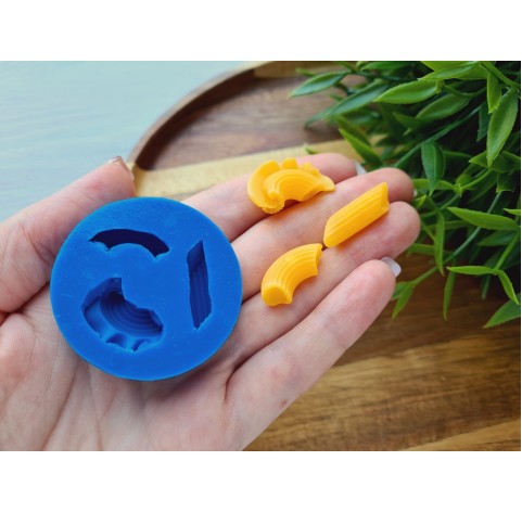 Silicone mold, Macaroni pasta, style 1, 3 elements, ~ 0.8-1.5*2.2-2.8 cm, H:0.7-1 cm